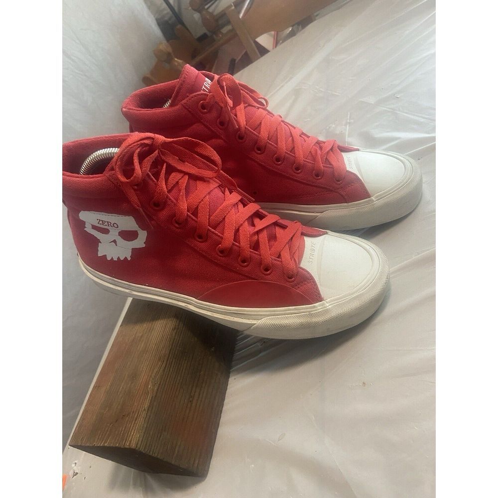 Men's Zero X Straye Red Venice Skateboard Hit Top Lace Up‎ Tennis Shoes-Rare-9.5